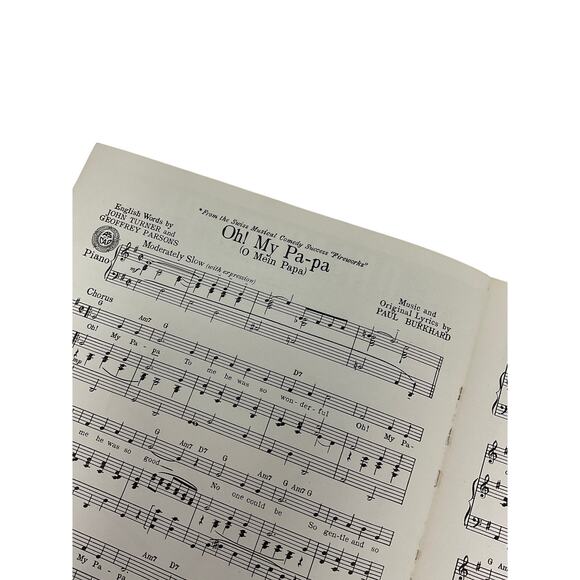 Oh My Pa Pa O Mein Papa Sheet Music Fireworks Eddie Fisher Tuner Parsons - Picture 3 of 5